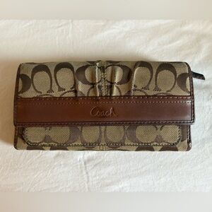 Coach Signature Brown and Tan Clutch